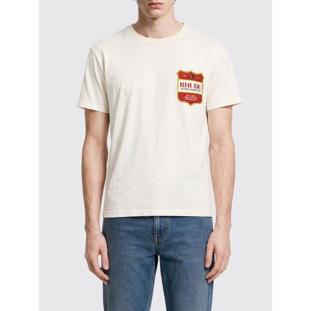 Rhude Men Rhude Cotton T-Shirt With Logo Crest And Dropped Shoulders